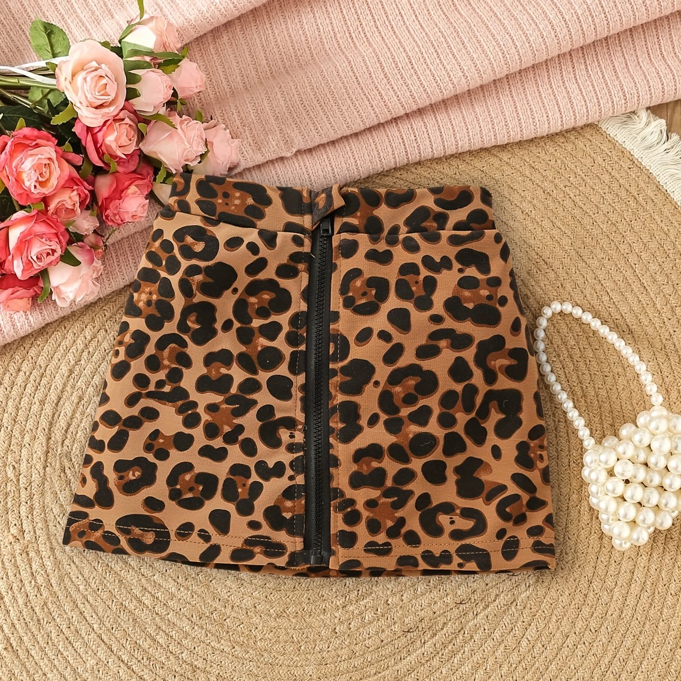 Baby Girls Leopard Print Short Dress with Zipper