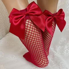 Girls Fishnet Socks with Bow Accessory for Summer