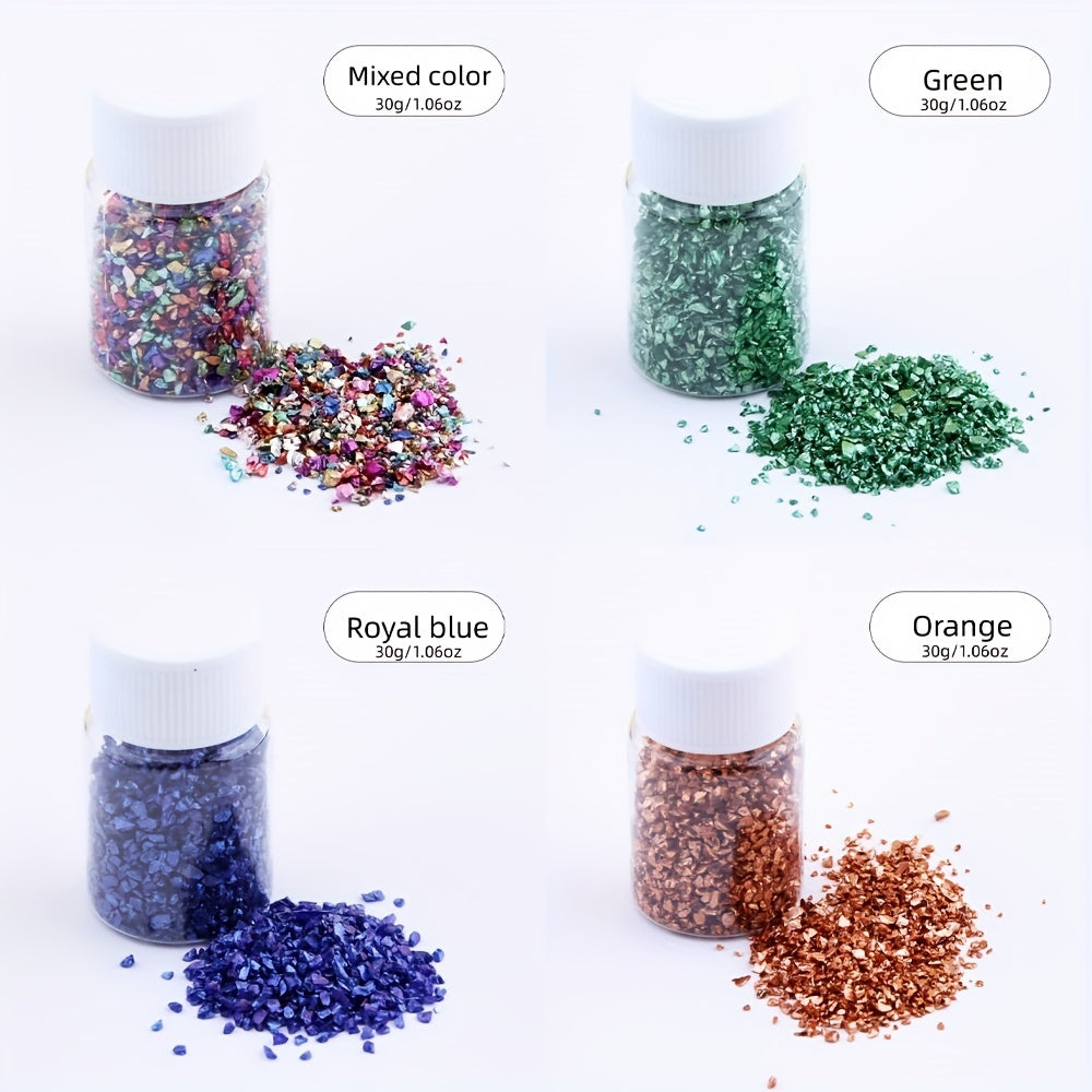 4 Colour Set Metallic Crystal Chips 120g Resin Filler Nail Art DIY Jewelry