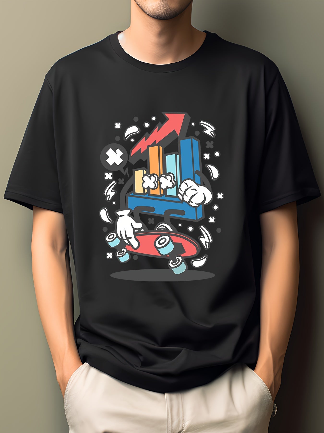Men's Hip Pop Cartoon Print Tee - Moisture Wicking T-shirt