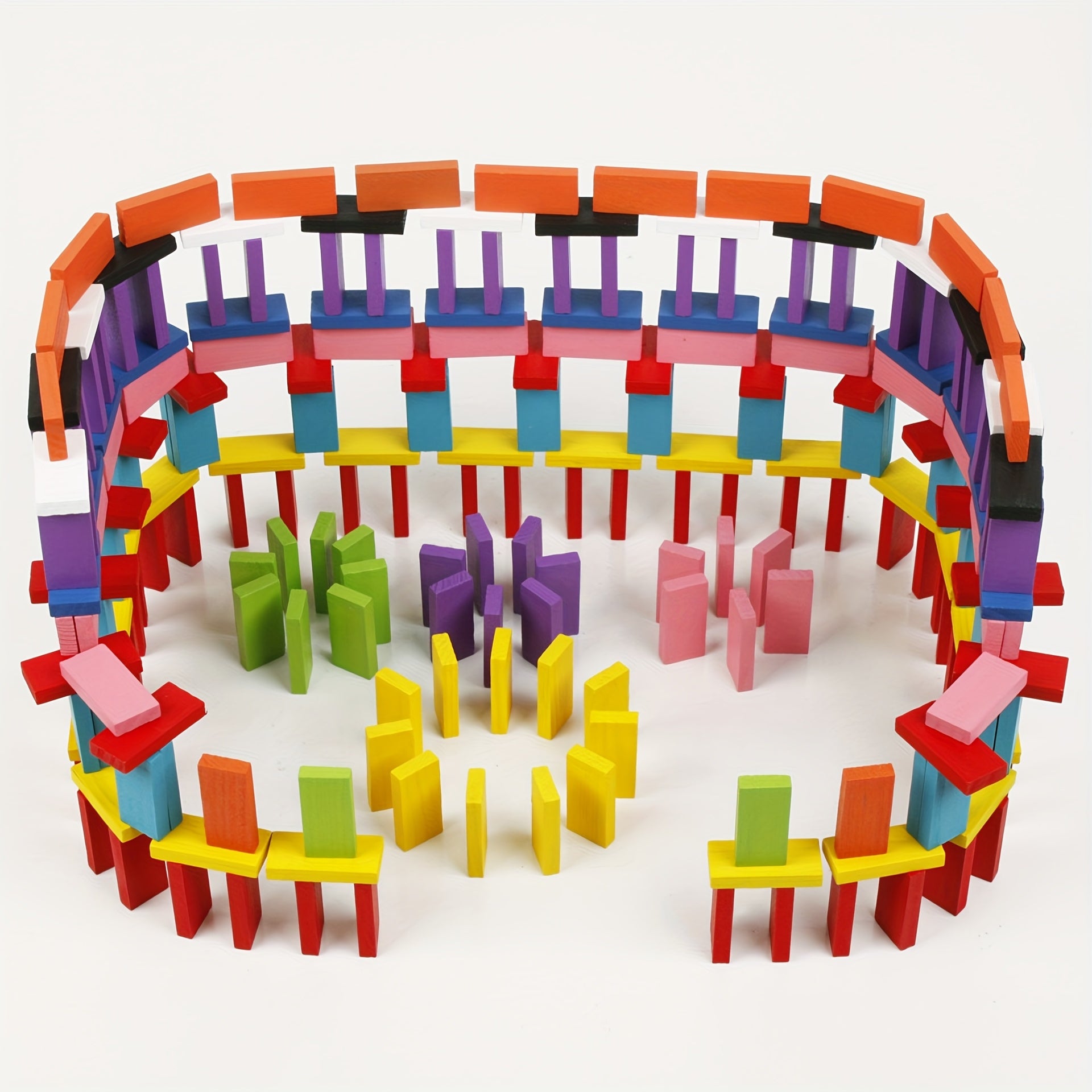 Colorful Wooden Dominoes Set 340pcs Brain Teaser Puzzle Learning Game Night