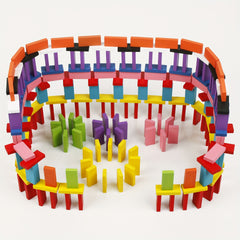 Colorful Wooden Dominoes Set 340pcs Brain Teaser Puzzle Learning Game Night
