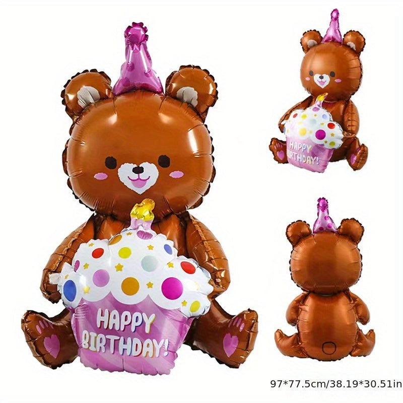 1pc 4D Sitting Cake Bear Cartoon Balloon Decoration