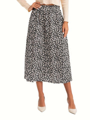 Boho Floral High Waist Split A Line Skirt