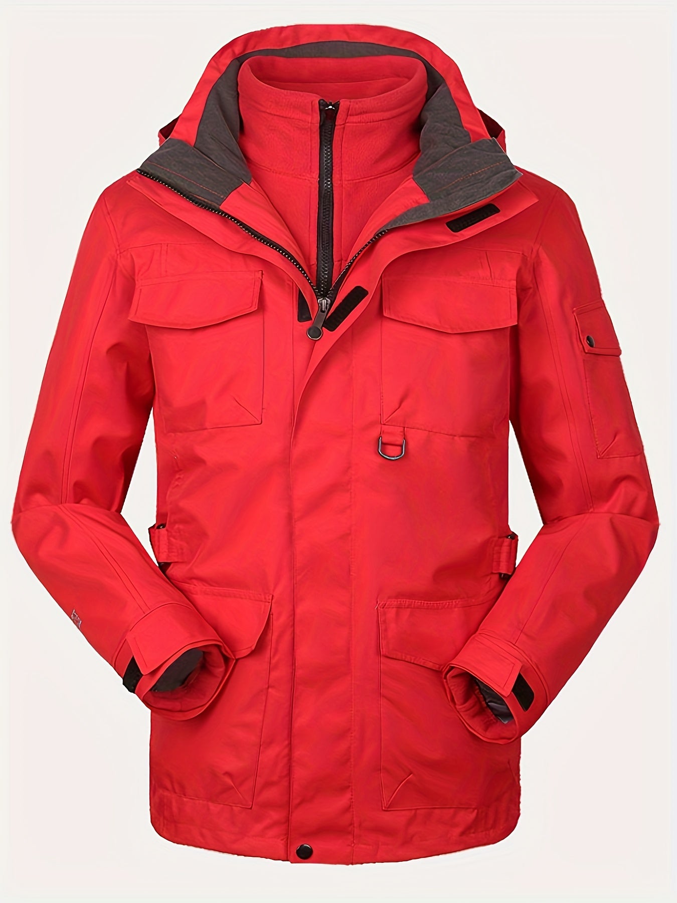 Men's 3 In 1 Outdoor Sports Zip Jacket Waterproof Hiking Jacket