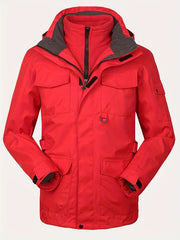 Men's 3 In 1 Outdoor Sports Zip Jacket Waterproof Hiking Jacket