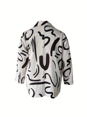 Abstract Stripe Print Long Sleeve Blazer