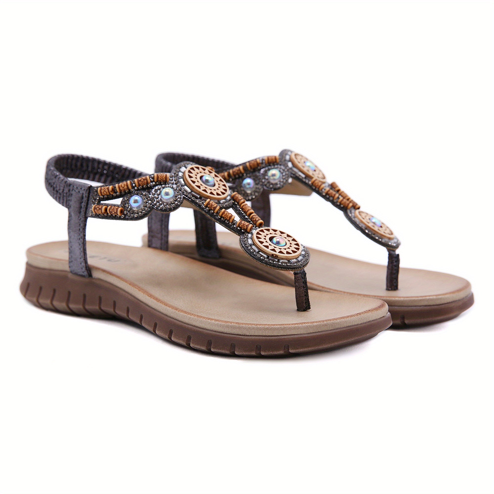 Boho Beads Flat Sandals Thong Slip-On Anti-Skid Shoes