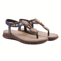 Boho Beads Flat Sandals Thong Slip-On Anti-Skid Shoes