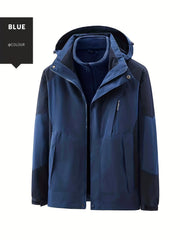 Men's Waterproof Windbreaker Detachable Inner Liner Active Zip Up Hooded Jacket