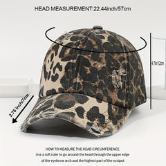 Washed Distressed Baseball Cap Camouflage Leopard Print Dad Hats Adjustable
