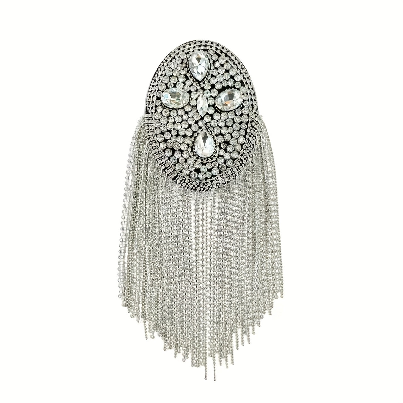 Golden Rhinestone Tassel Epaulettes Sparkling Glamour Shoulder Patches