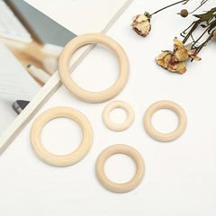 10pcs Wooden Circle Hanging Ring for Jewelry Bag Clothing Curtain
