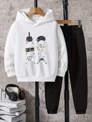 Game Controller Print 2pcs Boys Kids Hoodie & Sweatpants Set