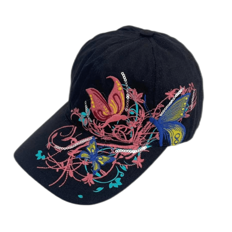 Embroidered Butterfly Baseball Cap Outdoor Casual Style