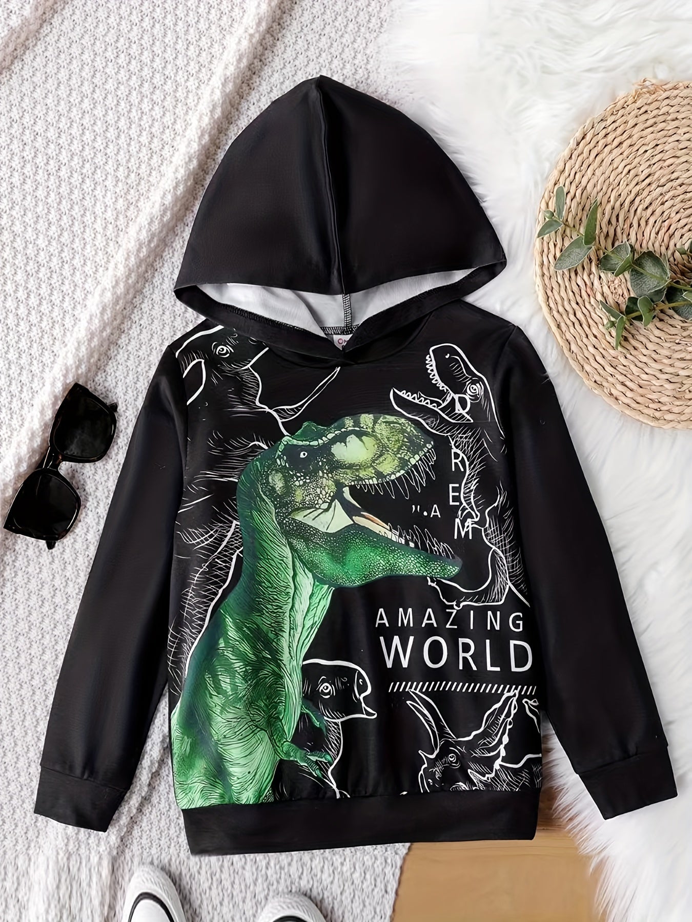 Boys Dinosaur Hoodies Long Sleeve Pullover Top Kid Outfits