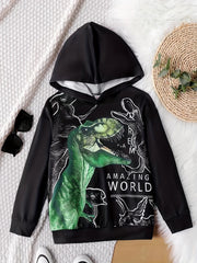 Boys Dinosaur Hoodies Long Sleeve Pullover Top Kid Outfits