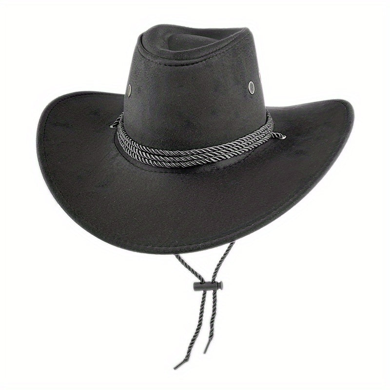 Solid Suede Cowboy Hat Vintage Jazz Fedora Cap Knight Hat Sunscreen