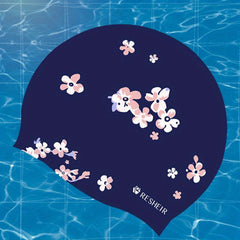Adults Silicone Waterproof Swim Cap Flower Print for Women