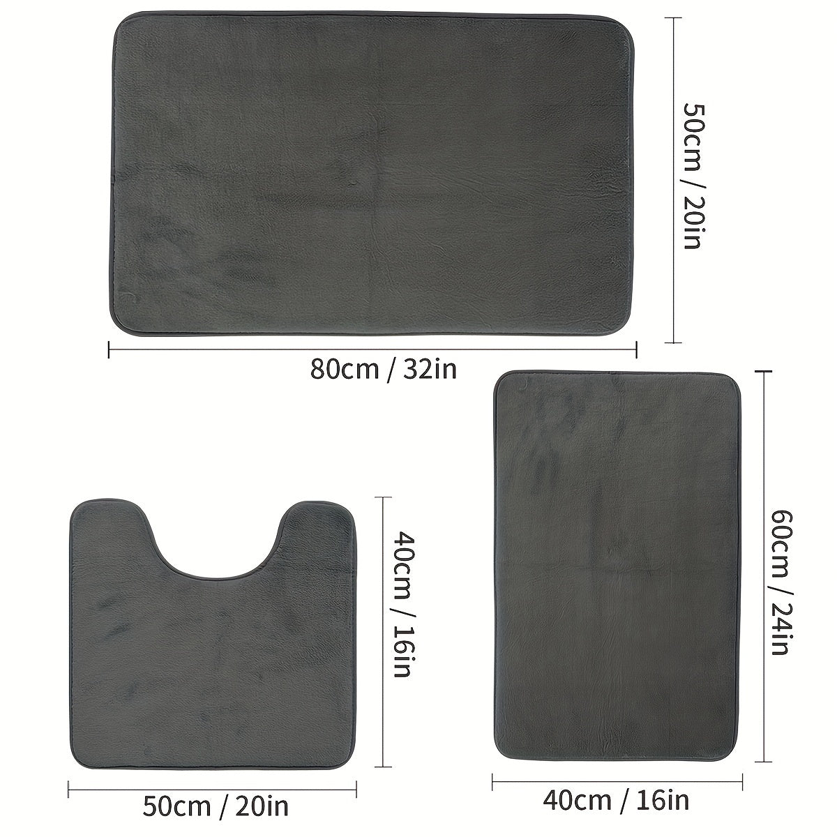 3pcs Memory Foam Bath Mats - Soft & Absorbent Non-Slip Foot Mat