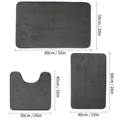 3pcs Memory Foam Bath Mats - Soft & Absorbent Non-Slip Foot Mat