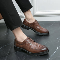 Men's Crocodile Embossed Oxford Shoes Non Slip Formal Shoes