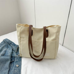 Canvas Large Capacity Tote Bag Casual Handbag Style Shoulder Bag