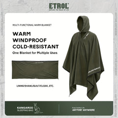 ETROL Windproof Poncho & Sleeping Bag Liner Outdoor Camping Insulated Blanket
