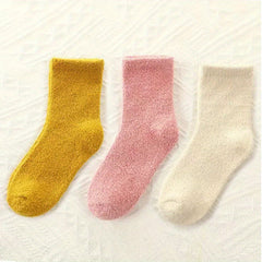 3 Pairs Kids Thickened Plus Velvet Wool Blend Warm Crew Socks for Winter
