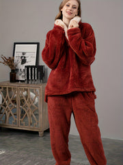 Cozy Fuzzy Lounge Set Top & Pants Women's Loungewear