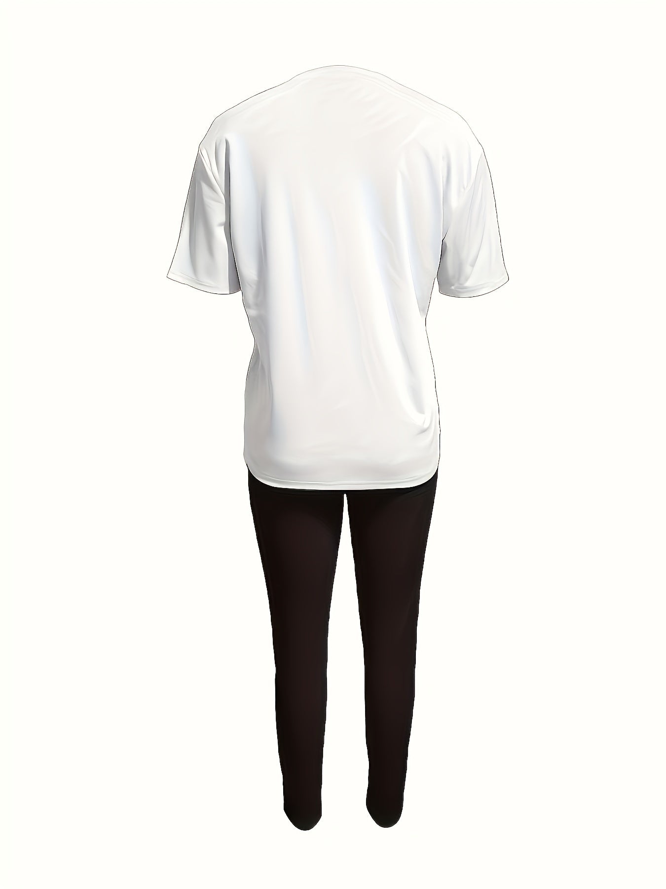 Graphic Print Two Piece Set Crew Neck Short Sleeve Top & Slim Pants Outfits
