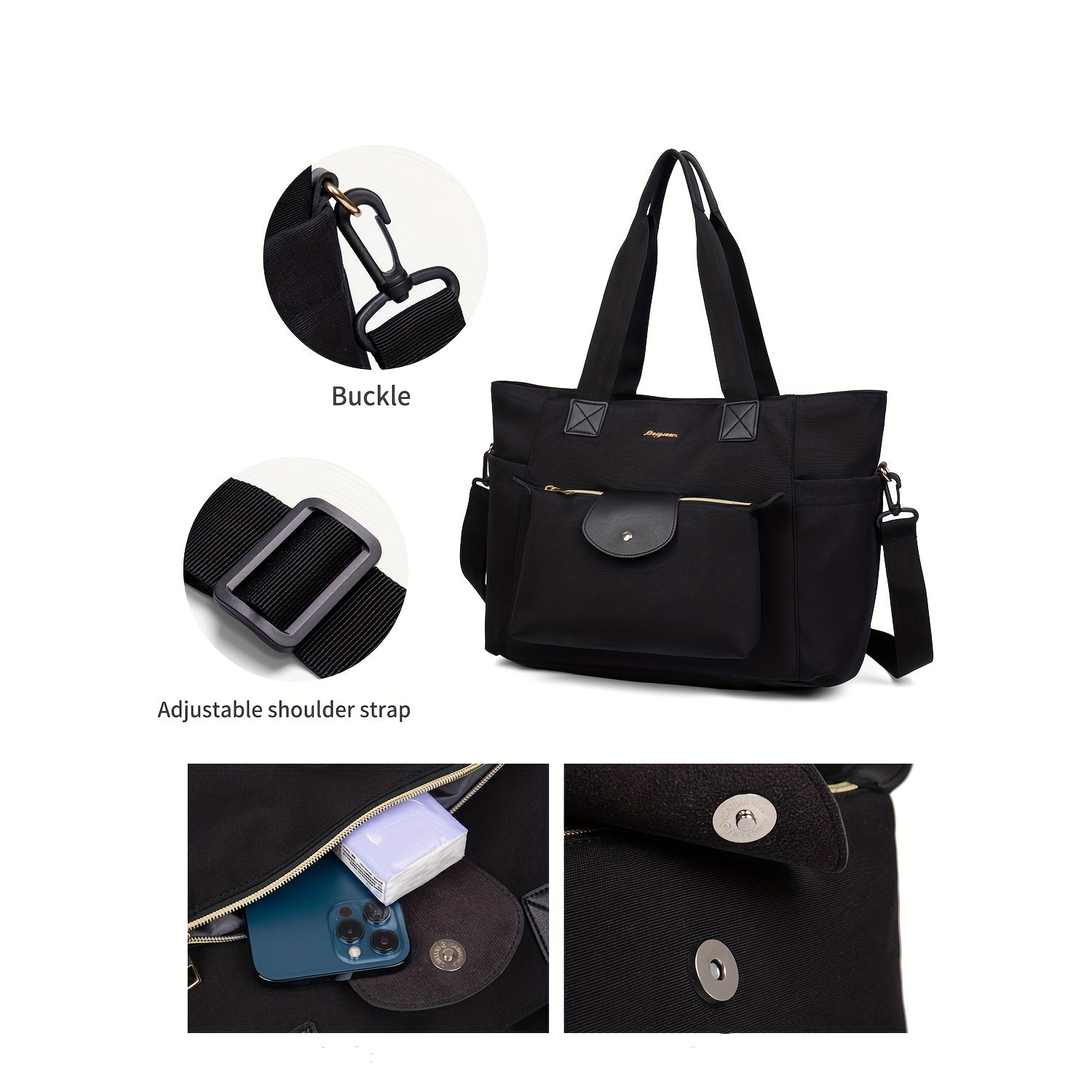 LEQUEEN Spacious Diaper Bag Multifunctional Mommy Tote Durable Oxford Fabric