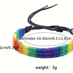 Bohemian Rainbow Hand Woven Bracelets Adjustable LGBT Pride Wristband