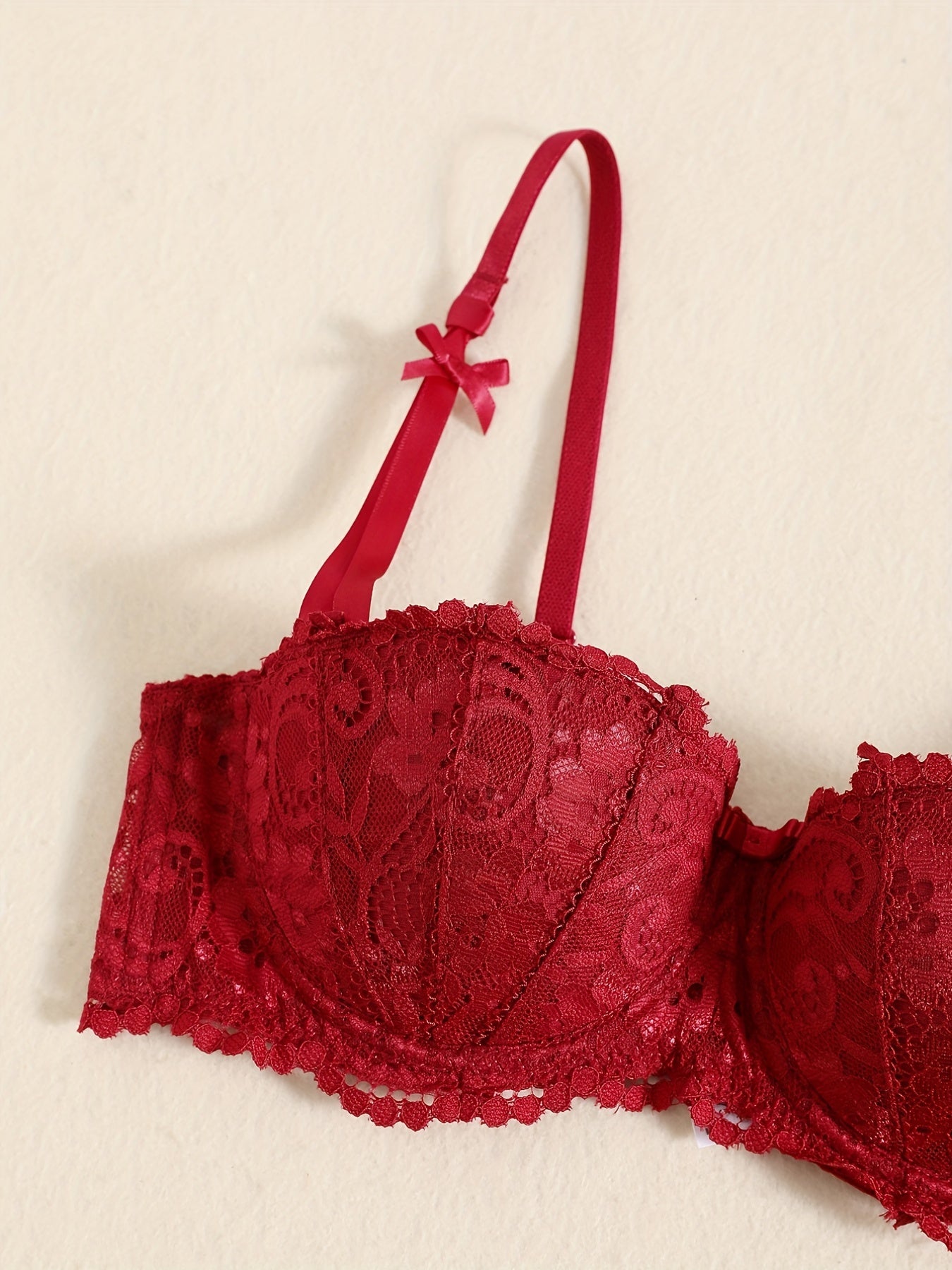 Floral Lace Push Up Balconette Bra & Bikini Panties Set