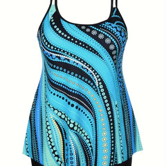 Wavy Stripe Cami Top & Shorts Swimsuit Set