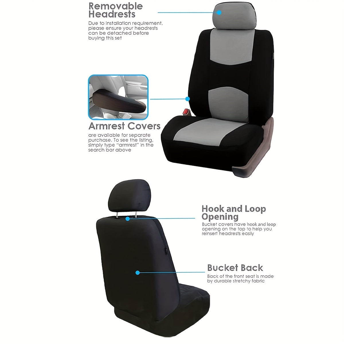 Car Seat Cover Set 5 seat 9 piece