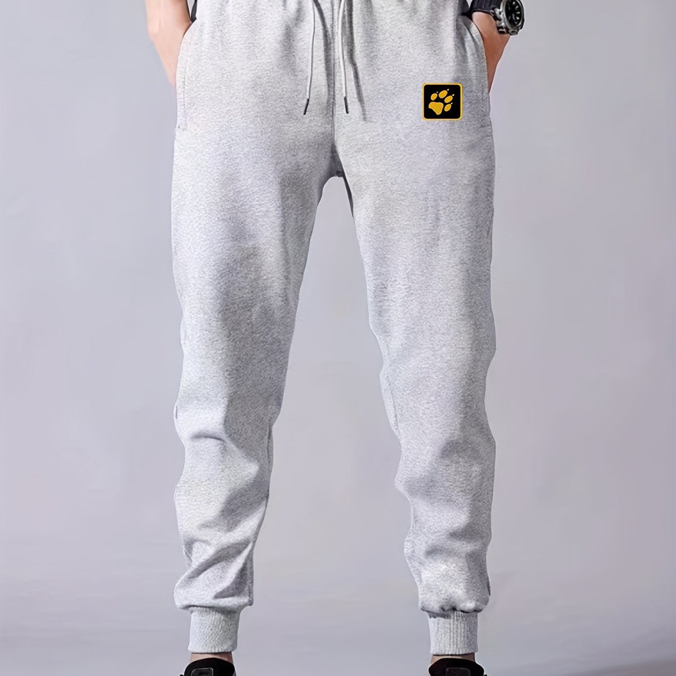 Dog Paw Pattern Men's Drawstring Sweatpants Pocket Casual Comfy Jogger Pants