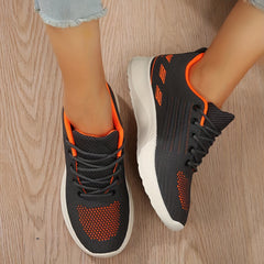 Women's Breathable Knit Sneakers Casual Lace Up Running Shoes