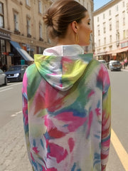 Colorblock Tie Dye Long Sleeve Hoodie With Pockets