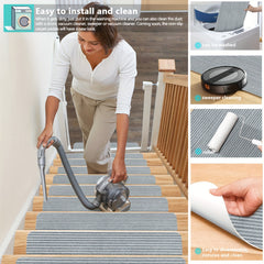 8/15pcs Non-Slip Carpet Stair Mats Machine Washable Rugs Polyester Home Decor