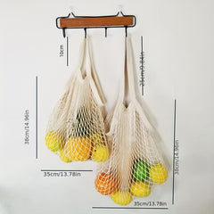 2pcs Reusable Mesh Grocery Bag for Fruits and Vegetables Long and Short Handles
