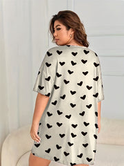 Heart Print Short Sleeve Tee Dress