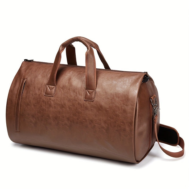 PU Leather Garment Bag For Travel Carry On Suit Carrier Storage Bag
