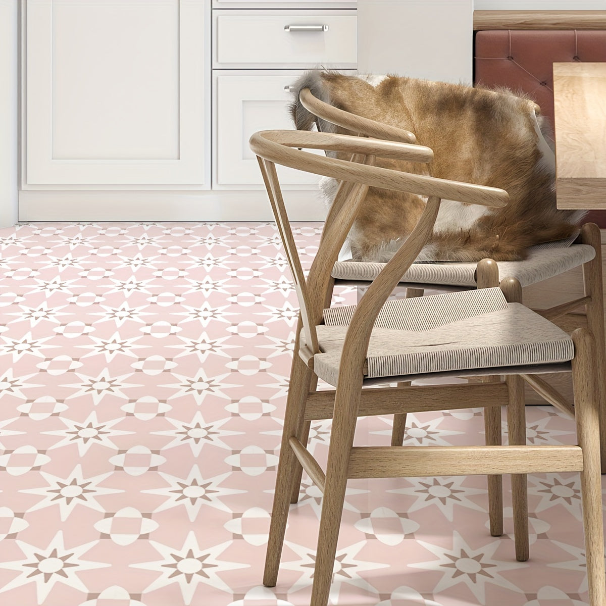 9pcs Pink Printed Floor Stickers Waterproof Anti-slip Home Decoration
