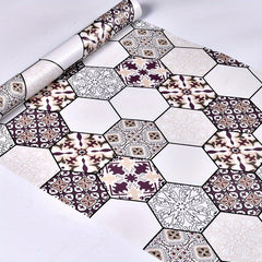 Vintage Boho Pattern Hexagon Stickers Thickened Self Adhesive Floor