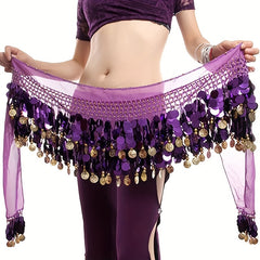 Sparkling Coins Belly Dance Hip Scarf Wrap Costume for Women