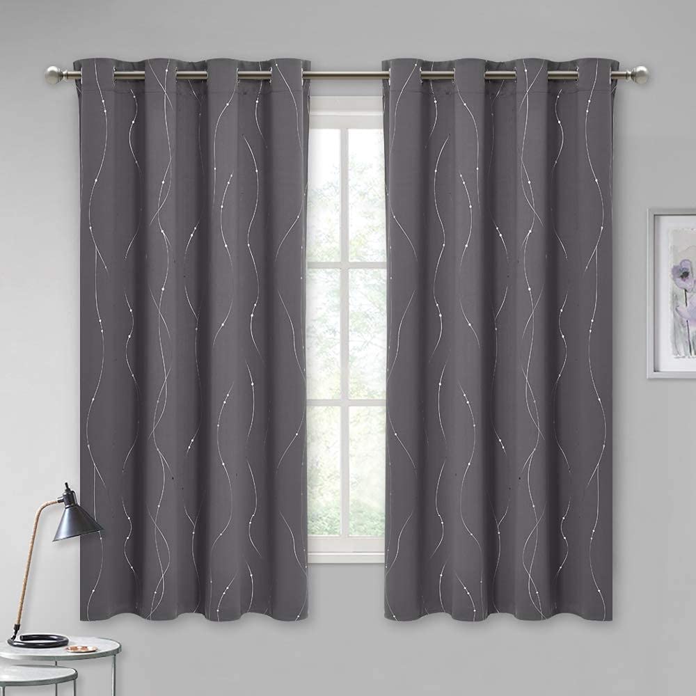 Silver Wave Line Blackout Curtain Home Decor