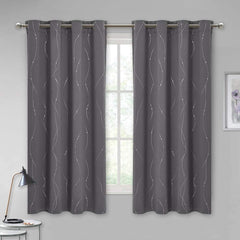 Silver Wave Line Blackout Curtain Home Decor