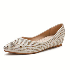 Women's Studded Pointed Toe Flat Shoes Slip On Comfort Ballet Flats