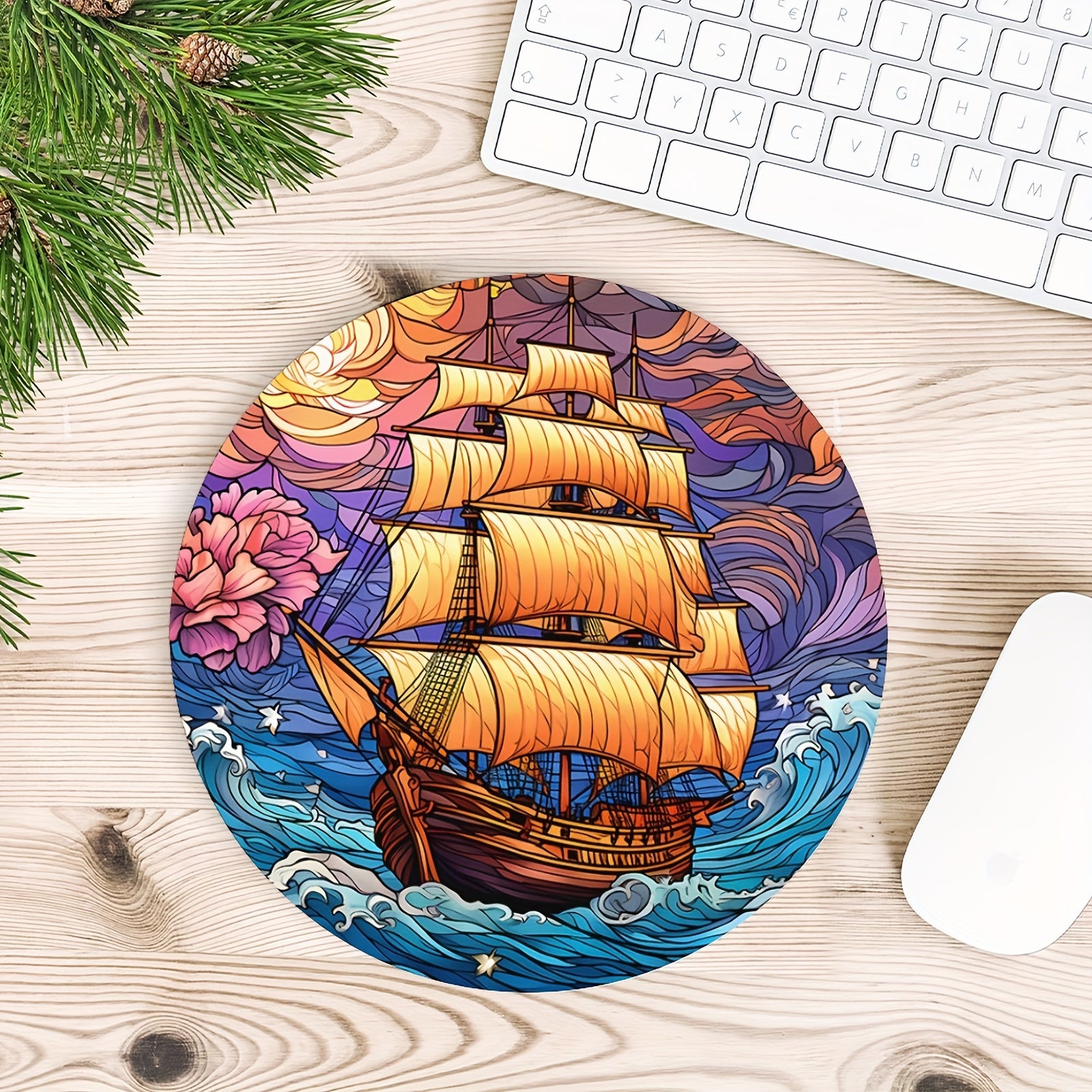 Pirate Round Mouse Mat 7.87 x 7.87 x 0.1inch
